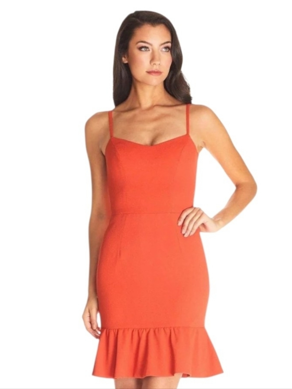 Dress The Population Mira Mini Dress Poppy Ruffle Hem Sleeveless Medium EUC